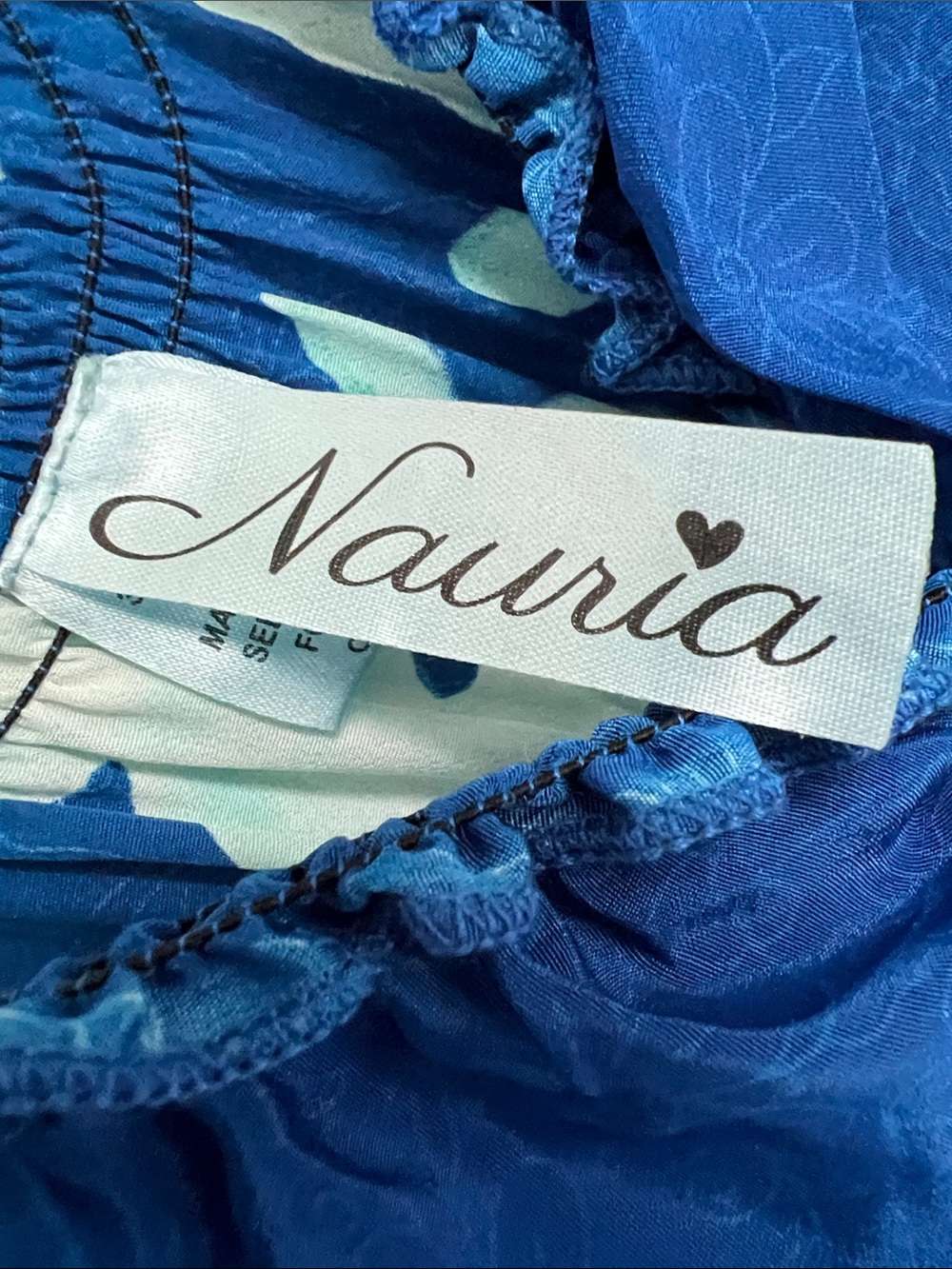Nauria | Silk Blue Aqua Tropical Floral Ruffle Womenâs Maxi Dress NWT One Size - Picture 3 of 17